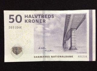 Denmark Aunc 50 Kroner 2009 Banknote World Currency Paper Money photo