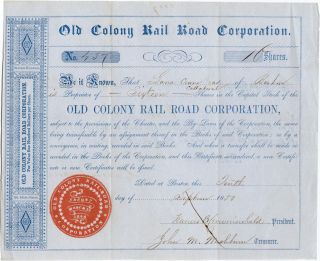Old Colony Railroad Stock Certificate Issued 1850 Railway Nh Oc photo