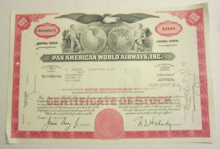 1972 Pan American World Airways Inc 100 Shares Capital Stock photo