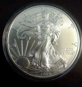 2014 1 Oz American Silver Eagle Gem Bu Coin 1 Troy Ounce 999 Fine Silver photo