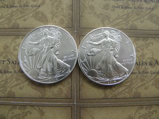 (2) - 2014 American Eagle Silver 1 Oz Bullion Coin Fresh Out Of Tube Bu photo