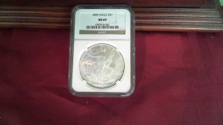 2005 Ngc Ms69 American Silver Eagle 1 Troy Oz Silver Dollar Coin photo