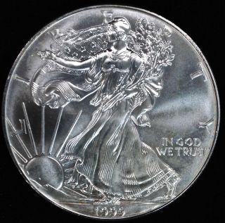 1999 Silver American Eagle $1.  999 1 Troy photo