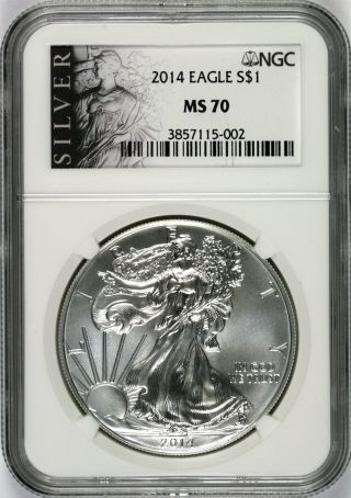 2014 Silver Agle $1 Ngc Ms70 Silver Label photo