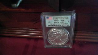 2011 $1 Silver Eagle Ms69 Pcgs First Strike Struck At San Francisco photo