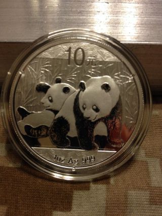 2010 Chinese Panda 1oz Silver Bu Coin photo
