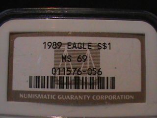 1989 American Eagle $1 Silver Ngc Ms 69 photo