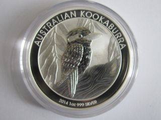 1 Oz 2014 Silver Kookaburra Perth Australian Coin.  999 Fine Silver photo