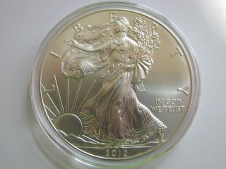 2012 1 Oz Uncirculated American Silver Eagle.  999 Fine In Airtite photo