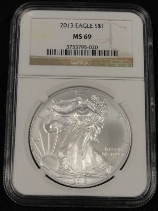 2013 American Silver Eagle Coin Ngc Ms69 5 - 020 photo