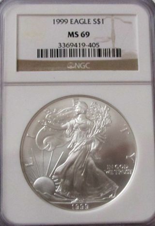 1999 Silver American Eagle Ngc Ms 69 photo