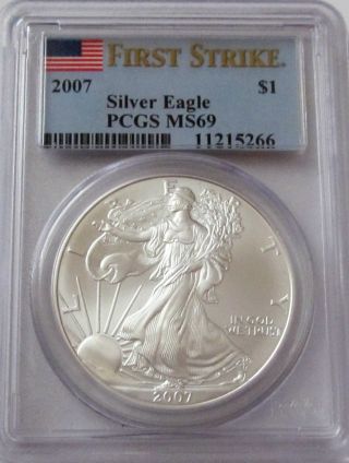 2007 Silver Eagle Pcgs Ms69 First Strike photo