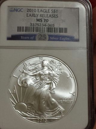 2010 Silver Eagle $1 Early Releases Ngc Ms 70 photo