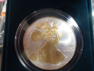 2000 1 Oz Silver American Eagle With Gold Dress And Gold Eagle On Reverse photo