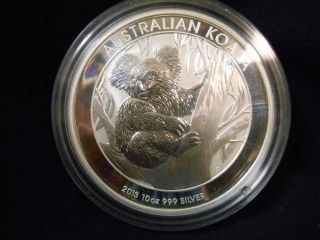 2013 Australia Koala Unc State 10oz $10 Silver 0.  999 Coin Perth Australia photo