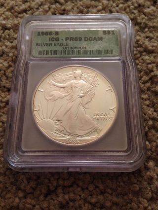 1986 - S $1 Silver Eagle Proof Bullion Coin - - Icg Pr69 photo