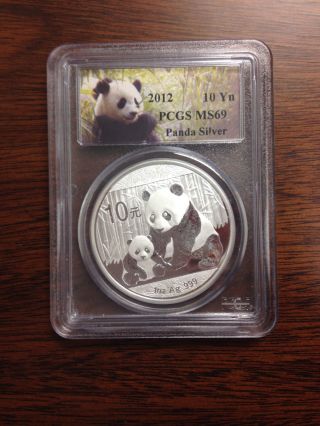 2012 China Silver Panda Coin Pcgs Ms69 Coin 1 Troy Oz Ounce Silver photo