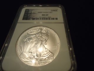 2009 Silver Us American Eagle 1 Ounce.  999 - Ngc Ms 69 photo