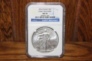2014 American Silver Eagle S$1 Early Release Ngc Ms 70 1oz photo