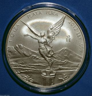 2012 Mexican Libertad 1 Oz.  999 Pure Silver Coin Brilliant Uncirculated photo