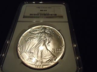 One 1986 Silver Us American Eagle 1 Ounce.  999 - Ngc Ms 69 photo
