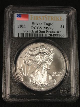 2011 American Silver Eagle Coin First Strike San Francisco Pcgs Ms70 9900 photo