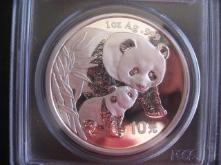 Bu Ms69 Pcgs Certified 2004 China Panda 10 Yuan Silver Bullion Coin, .  999 Silver photo