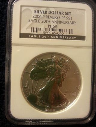 2006 W 1oz American Silver Eagle Reverse Proof Pf69 photo