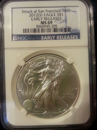 2012 [s] 1oz American Silver Eagle Ms69 Early Releases photo