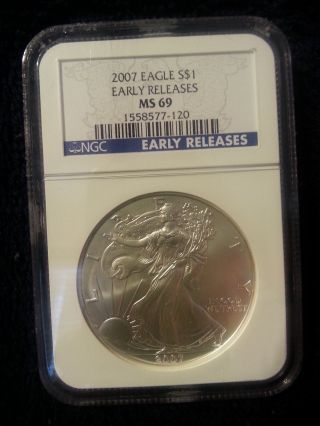 2007 1oz American Silver Eagle Ms69 Early Releases photo
