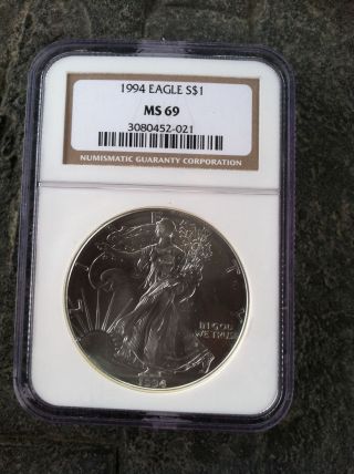Silver Eagle Dollar 1994 Ngc Ms 69 Key Date 2nd Rarest Onday Only. photo