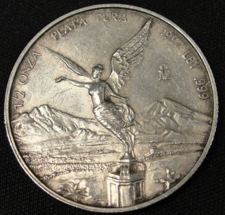 1997 Mexico Silver 1/2 Onza Coin.  999 Fine Silver Nr photo