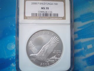Look 2008 P Bald Eagle Ngc Ms70 1 Oz Silver Coin,  & Perfect Coin photo