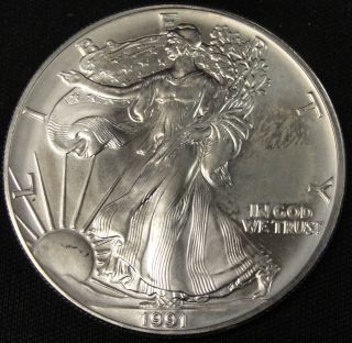 1991 American Silver Eagle Bullion Coin Key Date Investment Grade 1 Oz Silver photo