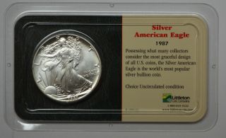 1987 American Silver Eagle Dollar 1 Oz Fine Silver photo