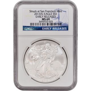 2013 - (s) American Silver Eagle - Ngc Ms69 - Early Releases photo