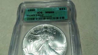 1990 $1 Isg Ms69 Silver American Eagle Coin photo