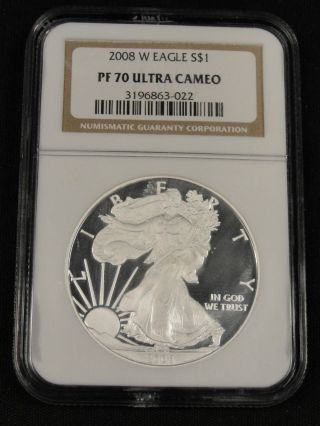 2008 W American Silver Eagle Ngc Pf 70 Ultra Cameo 3 - 022 photo