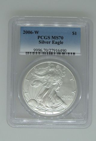 2006 - W - Pcgs Ms70 - Uncirculated Silver Eagle - 1 Ozt.  999 - Burnished - $1 photo