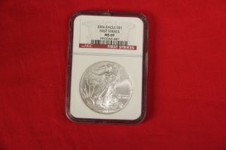 Near Perfect 2006 First Strikes Silver Eagle Ngc Graded As Ms69 69 Uncirculated photo