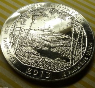 2013 White Mountain Atb 5 Oz Silver Coin Cut Up Into A 25 Piece Jigsaw Puzzle photo