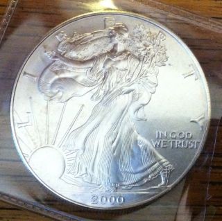 2000.  1oz.  999 Fine Silver Liberty Walking American Silver Eagle Dollar Coin Unc photo