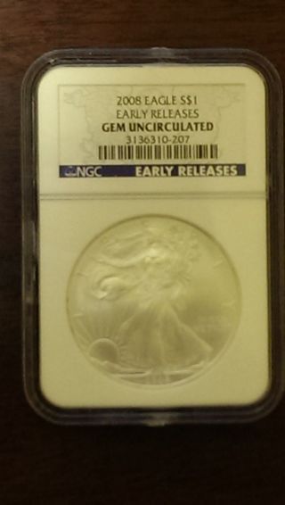 2008.  999 Fine Silver American Eagle (ngc) Gem Uncirculated photo