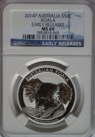Ngc 2014 P Australia Koala 50c Coin Ms69 Silver 1/2 Oz.  999 Early Releases Bu photo