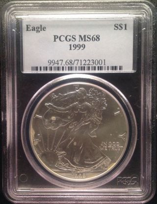 1999 $1 Silver Eagle Pcgs Ms68 photo