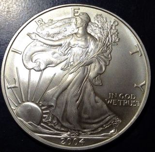 2004 1 Oz Silver American Eagle (brilliant Uncirculated).  999 Pure photo