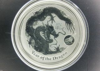 2012 $1 Australia Lunar Series Ii Year Of Dragon 1 Oz.  999 Silver Coin Lion Priv photo