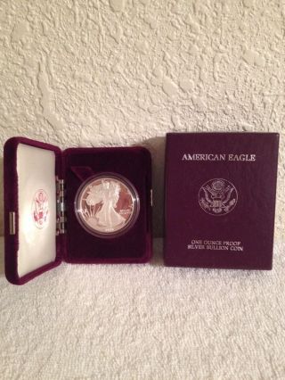 1988 U.  S.  American Eagle 1 Oz.  Proof.  999 Fine Silver Dollar Coin Uncirculated photo