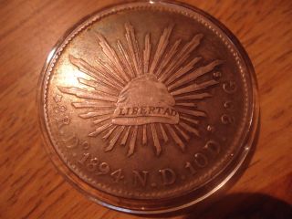 1894 Mexican Libertad Do/nd 8 Reales Treasure Coin photo