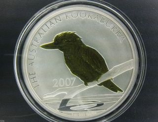 2007 $1 Australia Kookaburra Gilded 1 Oz.  999 Silver Coin photo